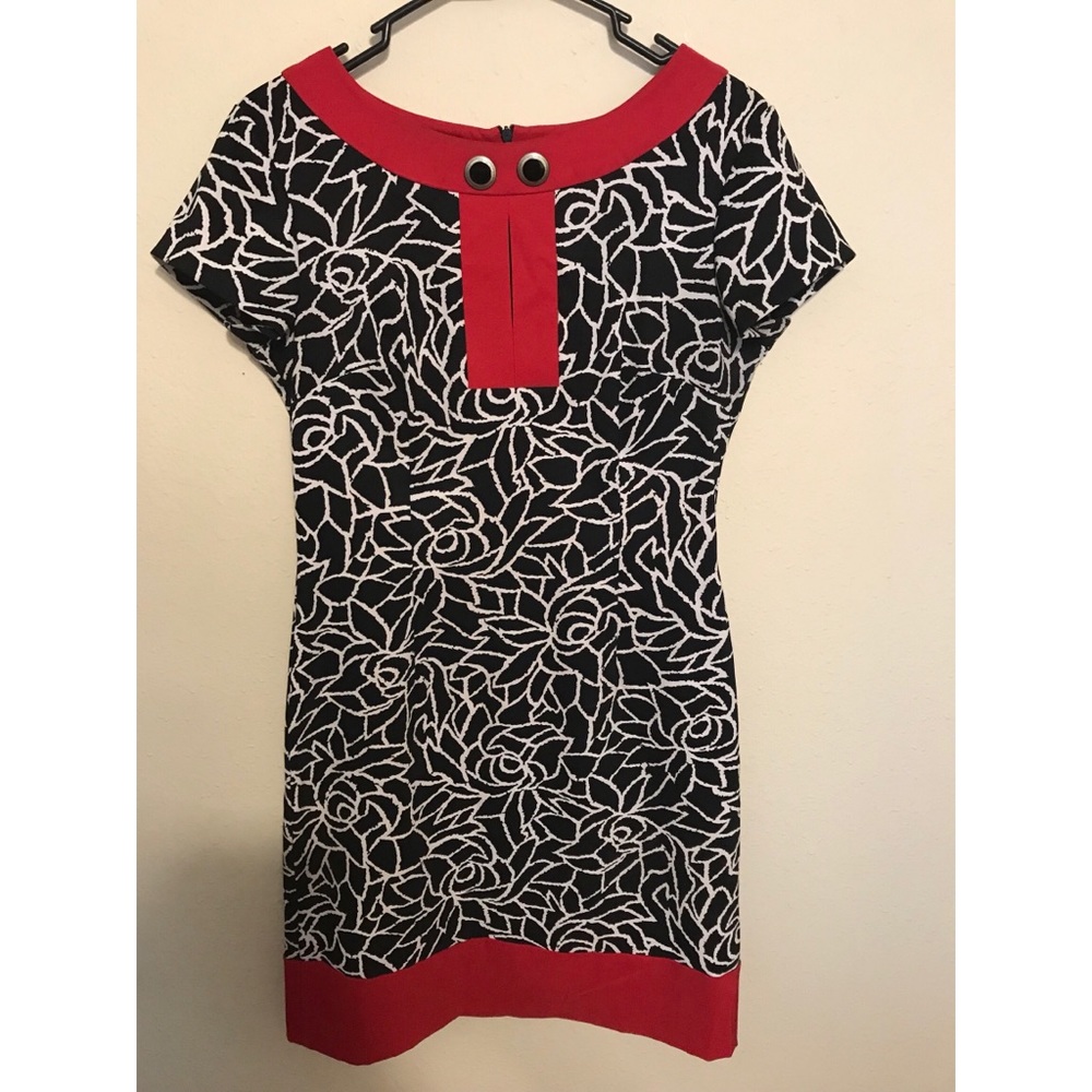 Black red and white dress